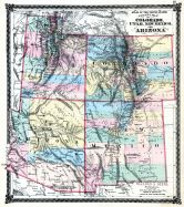 Colorado, Utah, New Mexico and Arizona States Map, Illinois State Atlas 1875